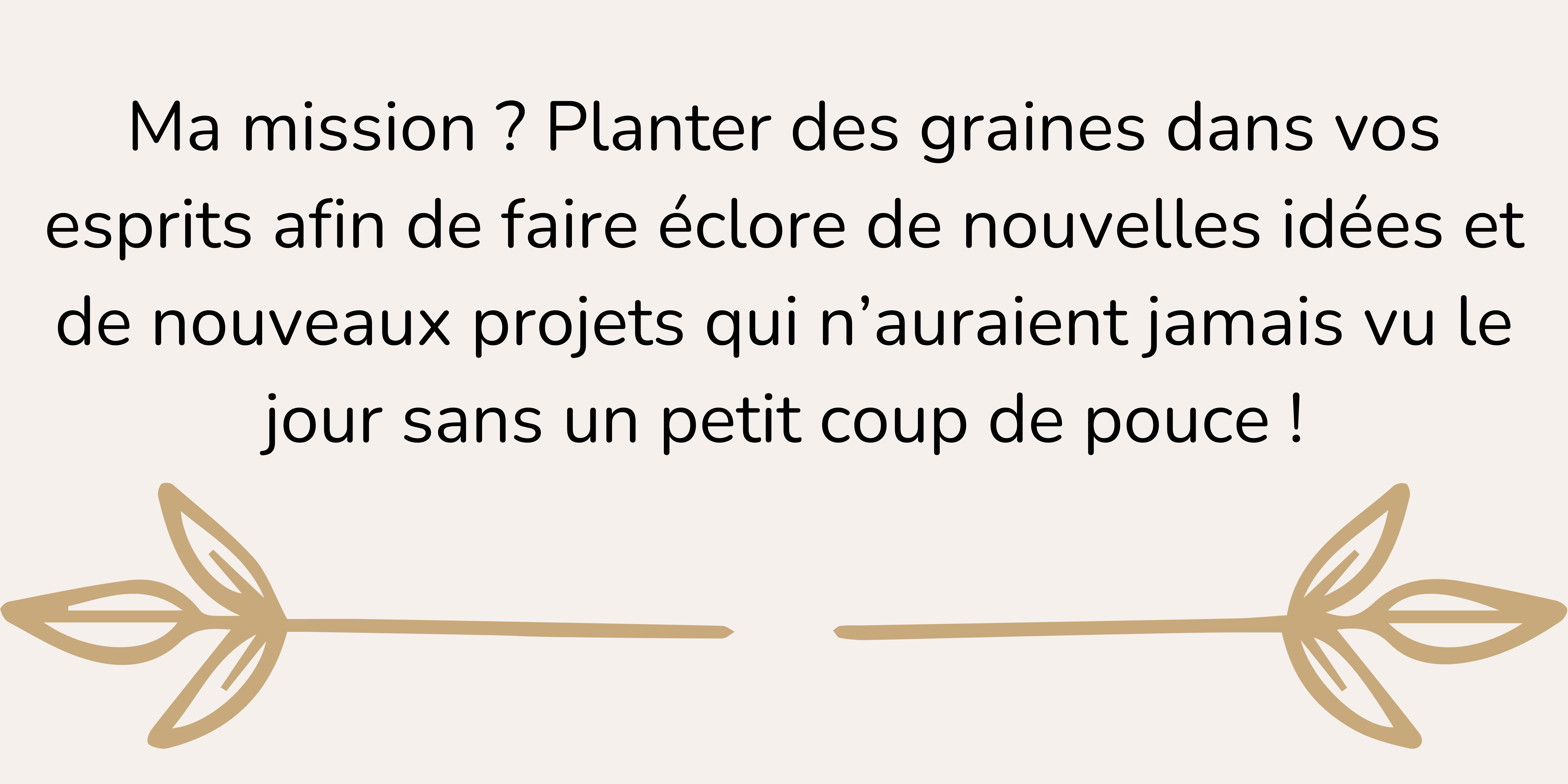 Ma mission est de planter des graines dans vos esprits et de faire éclore de nouveaux projets d'investissement